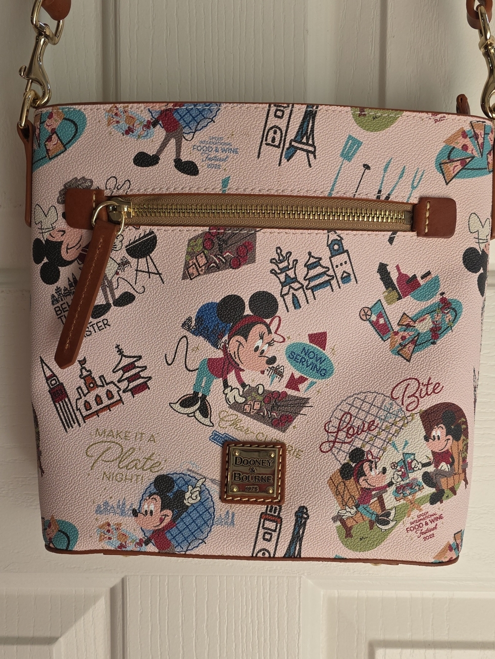 Dooney & Bourke Pink Disney Scene Leather-Trim Crossbody